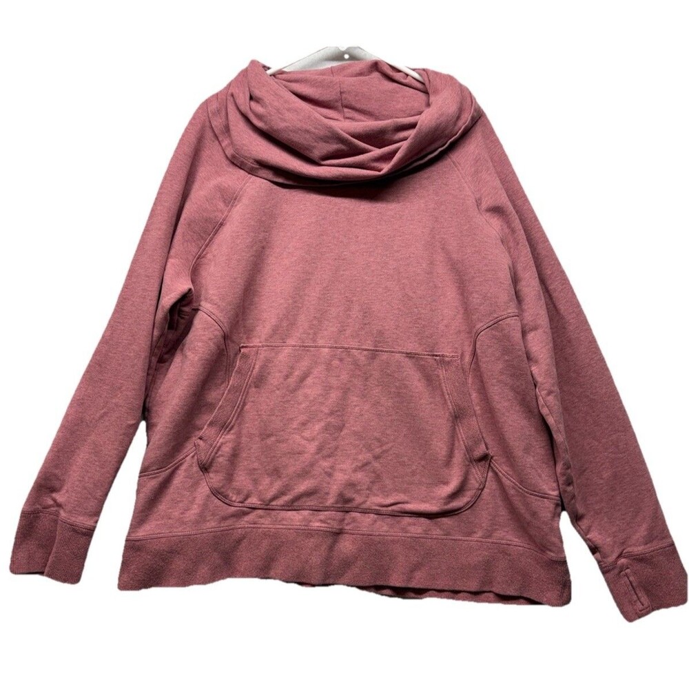 LL Bean Plus 3X Fleece Cozy Pullover Cowl Sweatshirt Pocket 506098 Rose Pink